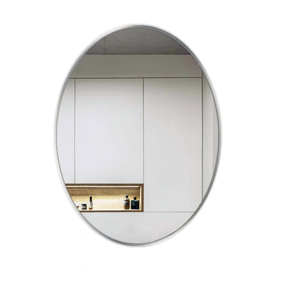 Овальное настенное зеркало в серебряной раме Каролина