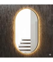 Овальное зеркало с подсветкой в латунной раме Джанет 2