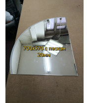 Зеркало четверть круга с пескоструйной обработкой округлой стороны 70х97 см Р2605