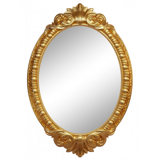 Овальное настенное зеркало в золотой раме «Эджил» Венге/золото/поталь