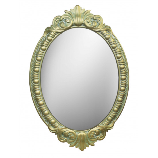 Овальное настенное зеркало в золотой раме «Эджил» Олива/золото/патина