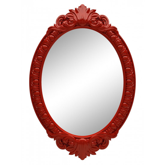 Овальное настенное зеркало в красной раме «Эджил» Красное