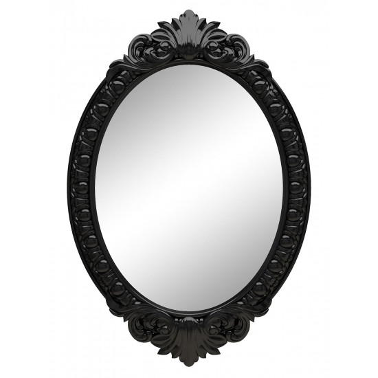 Овальное настенное зеркало в чёрной раме «Эджил» Чёрный глянец