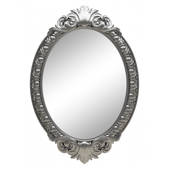 Овальное настенное зеркало в серебряной раме «Эджил» Серебро хром