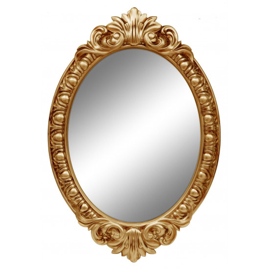Овальное настенное зеркало в золотой раме «Эджил» Золото королевское/патина