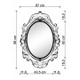 Овальное настенное зеркало в серебряной раме «Лока» Серебро