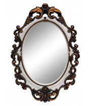Овальное настенное зеркало в раме «Лока» Венге/слоновая кость/золото/кракелюр