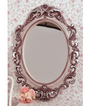 Овальное настенное зеркало в розовой раме «Лока» Вино/серебро/кракелюр