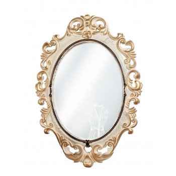 Овальное настенное зеркало в раме «Лока» Слоновая кость/золото/кракелюр