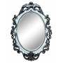 Овальное настенное зеркало в чёрно-белой раме «Лока» Черный/белый/серебро/кракелюр