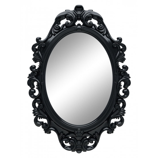 Овальное настенное зеркало в чёрной раме «Лока» Чёрный глянец