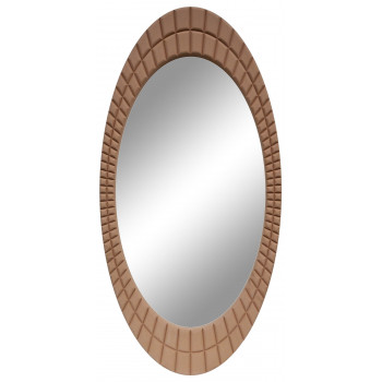 Овальное настенное зеркало в раме «Грид» Коричневое/замша