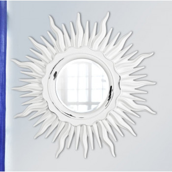 Зеркало солнце настенное «Ринд» лучи цвета Белый/шебби шик
