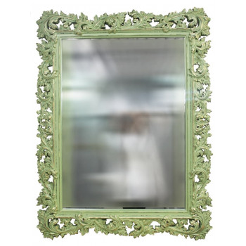 Зеркало настенное в зелёной раме «Фрея» Олива/шебби шик/золото