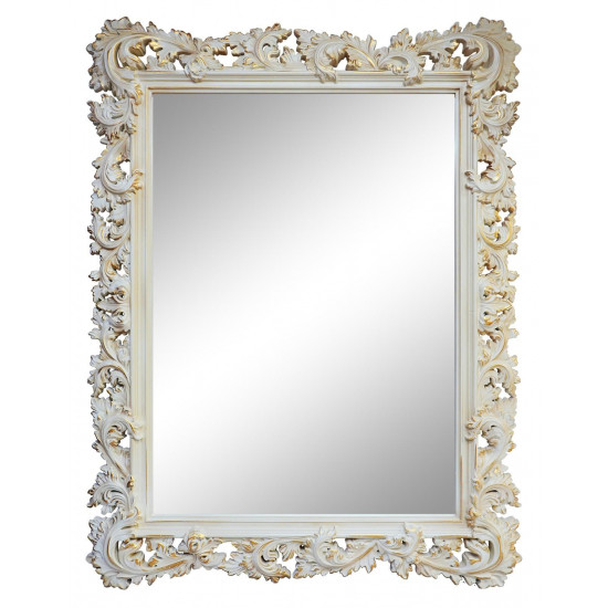 Зеркало настенное в раме «Фрея» Слоновая кость/золото/патина