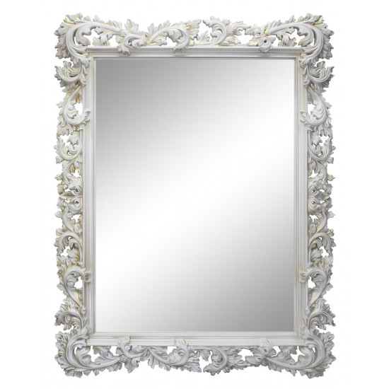 Зеркало настенное в белой раме «Фрея» Белый/золотая патина