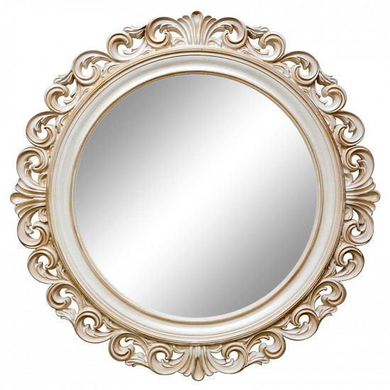 Круглое настенное зеркало в раме «Фроуд» Слоновая кость/золото/патина