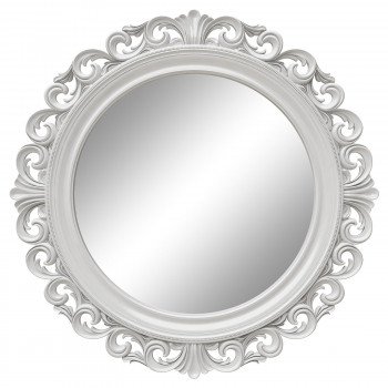 Круглое настенное зеркало в белой раме «Фроуд» Белый глянец