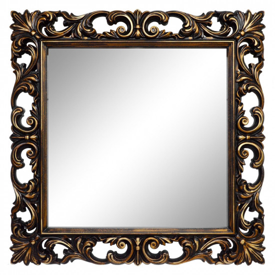 Зеркало квадратное настенное в раме «Стейн» Венге/золото