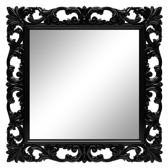 Зеркало квадратное настенное в чёрный раме «Стейн» Чёрный глянец