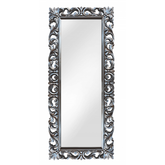 Зеркало напольное и настенное большое в полный рост в серебряной раме «Вегард» Серебро/патина