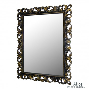 Зеркало настенное в раме Alice Венге с золотом