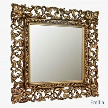 Зеркало квадратное настенное в раме Emilia Чернёное золото