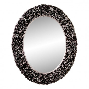 Овальное настенное зеркало в раме «Эмма» Чернёное серебро