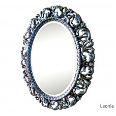 Овальное настенное зеркало в раме Leonia Чернёное серебро