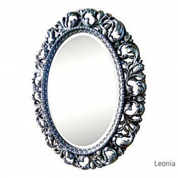 Овальное настенное зеркало в раме Leonia Чернёное серебро