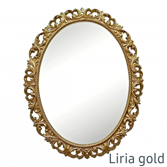 Овальное настенное зеркало в золотой раме Liria Gold