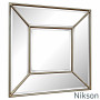 Квадратное настенное зеркало в зеркальной раме Nikson Античное золото