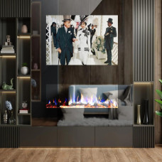 Зеркальный телевизор над камином, камин-ТВ BG007