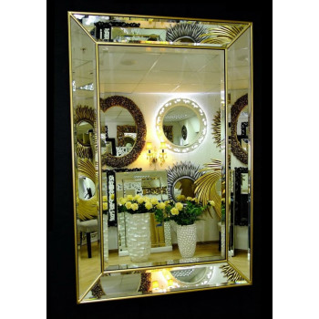 Венецианское зеркало «Генри» в зеркальной раме Античное Золото