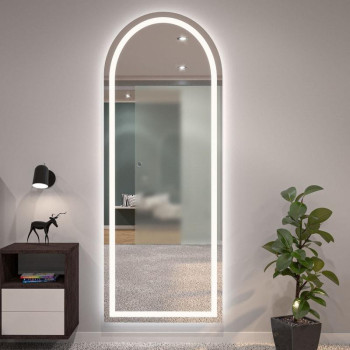 Настенное и напольное большое арочное зеркало  в полный рост с фронтальной и задней фоновой подсветкой Астерия 002