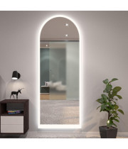 Настенное и напольное большое зеркало в форме арки в полный рост с фронтальной и парящей эмбилайт подсветкой Астерия 006