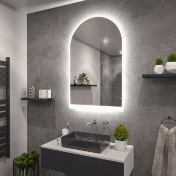 Зеркало в форме арки с фронтальной и парящей эмбилайт подсветкой Астерия 005