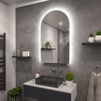 Настенное арочное зеркало с фронтальной и задней фоновой подсветкой Астерия 007