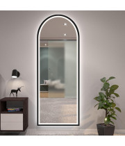 Настенное и напольное большое арочное зеркало в полный рост в раме с фронтальной и задней фоновой подсветкой Астерия 009