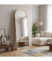 Напольное большое зеркало-арка в полный рост в золотой раме на ножке подставке Голден Лакшери