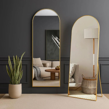 Зеркало-арка в золотой раме на ноге-подставке Алкор