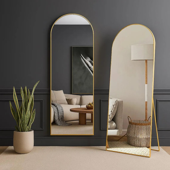 Зеркало-арка в золотой раме на ноге-подставке Алкор