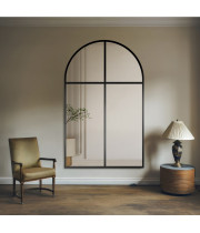 Зеркало-окно в форме арки большое напольное и настенное в чёрной раме Олдрин-9