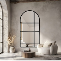 Настенное арочное зеркало в раме с рейками Олдрин-10