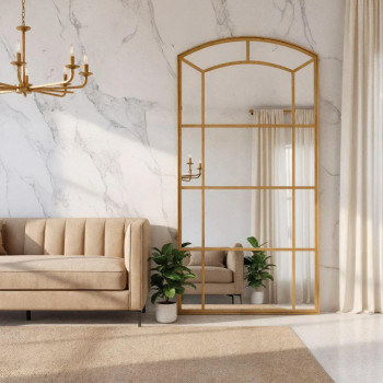 Зеркало-окно в форме арки большое напольное и настенное в золотой раме RSA017