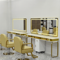 Зеркало для парикмахерской и салона красоты с фронтальной подсветкой в тонкой металлической раме Сити 006