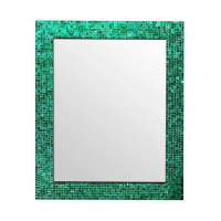 Настенное зеркало в раме из зеленой стеклянной мозаики Ингрид 001