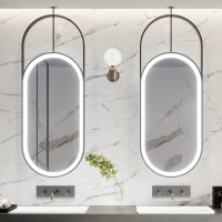 Зеркало капсульной формы на штанге подвесное к потолку с фронтальной подсветкой Мисти 2