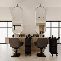 Овальное зеркало капсульной формы с подсветкой на штанге для парикмахерской и салона красоты Римини 002