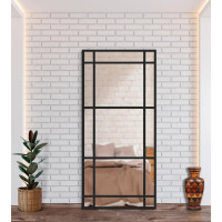 Настенное и напольное большое зеркало-окно в полный рост в чёрной раме Оксфорд